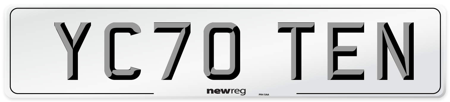 YC70 TEN Number Plate from New Reg
